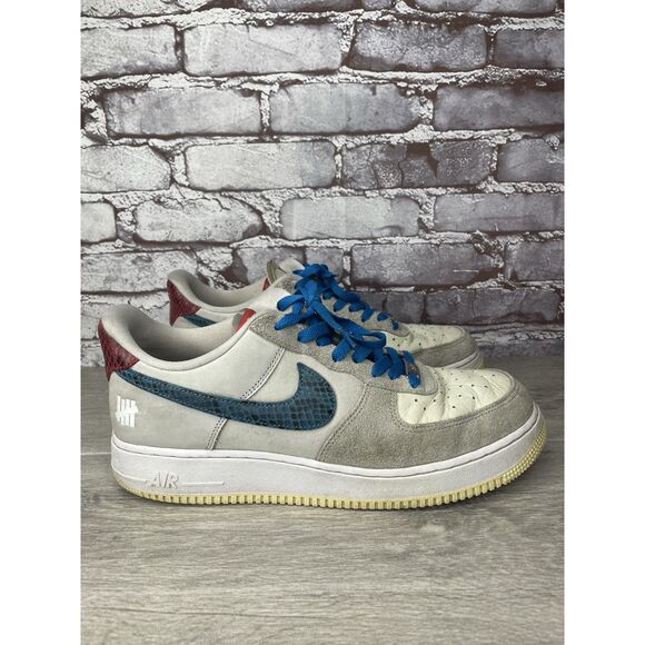 Nike Undefeated x Air Force 1 Low 5 White Leather Grey Suede Shoes Men 10.5M US - Picture 1 of 16